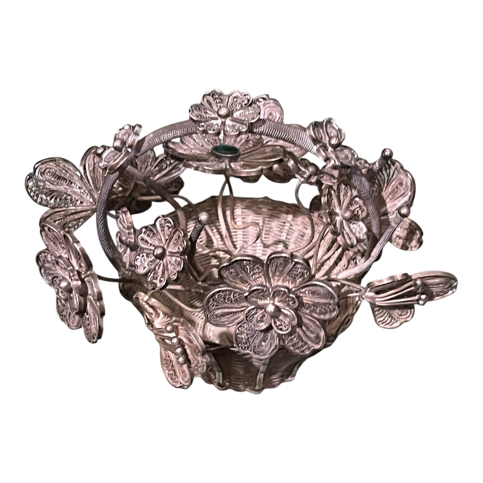 Canasta de Flores de plata