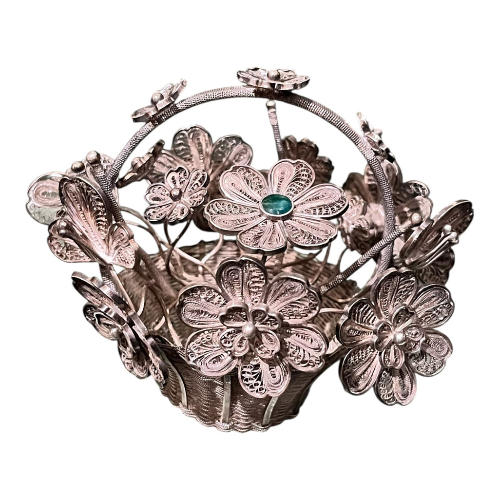 Canasta de Flores de plata