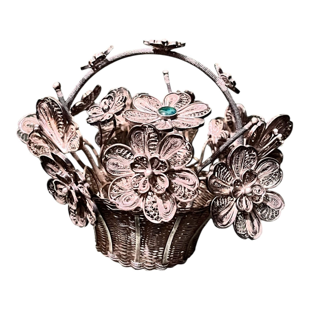 Canasta de Flores de plata