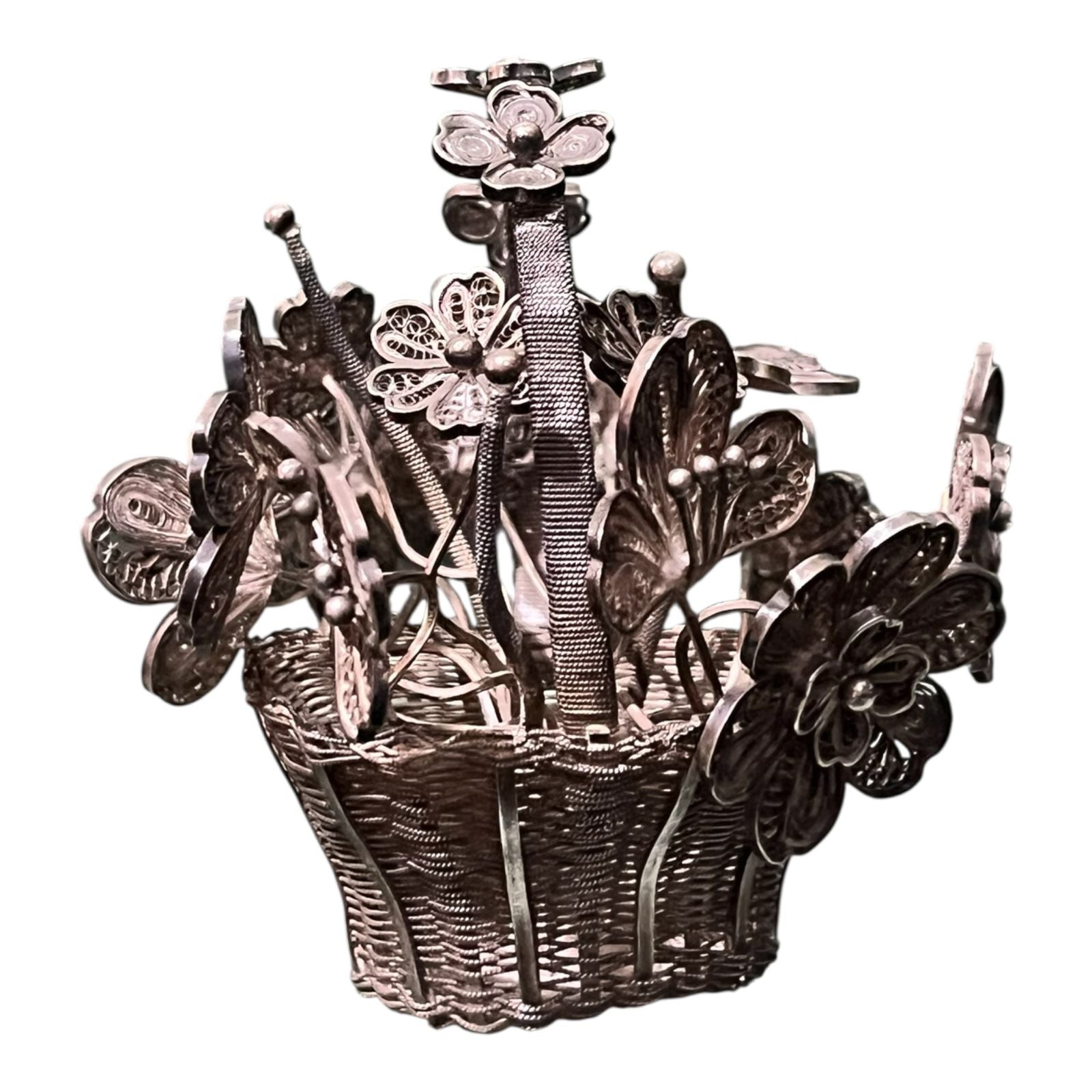 Canasta de Flores de plata