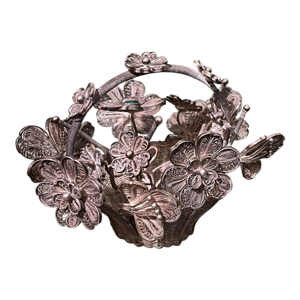 Canasta de Flores de plata