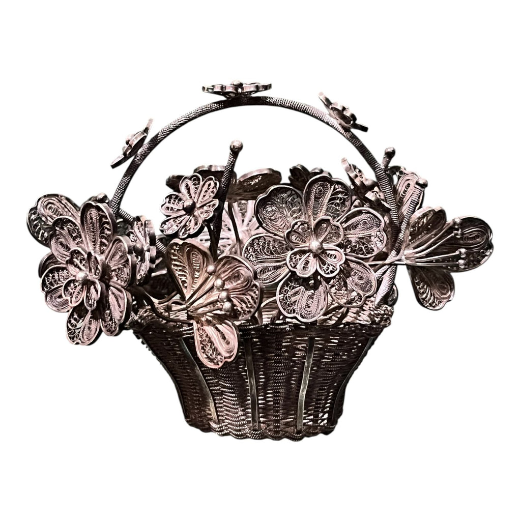 Canasta de Flores de plata