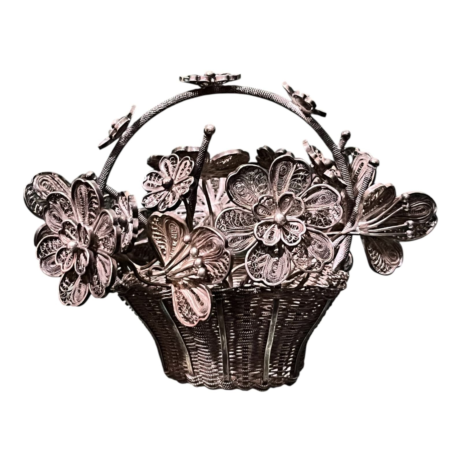 Canasta de Flores de plata